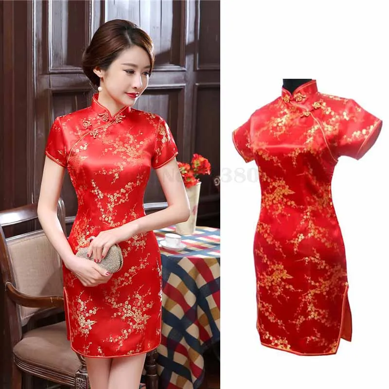Chinese Dress Plus Size 5XL 6XL Women's Sexy Mini Split Cheongsam Vintage Mandarin Collar Short Qipao