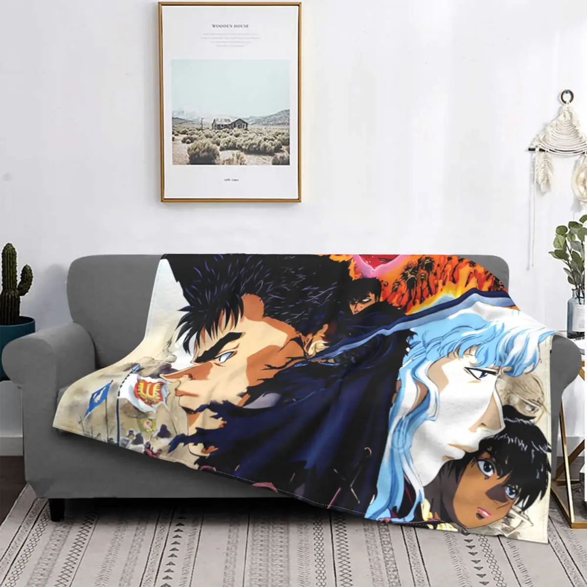 

Berserk Guts Blanket Fleece Velvet Autumn/Winter Cute Super Warm Plaid 1997 Throw Blankets For bed Rug Piece