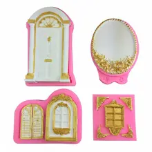 

4pcs/set 3D Door Window Silicone Mold Frame Cake Border Fondant Decorating Cookie Baking Candy Chocolate Mould dropshipping