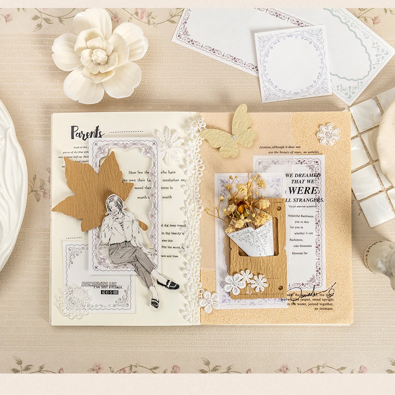 50 Stück Vintage Collage Scrapbooking Journal Material Papier Kartenherstellung DIY Retro Quelle Papier Kreatives Memo Briefpapier – Detail 13