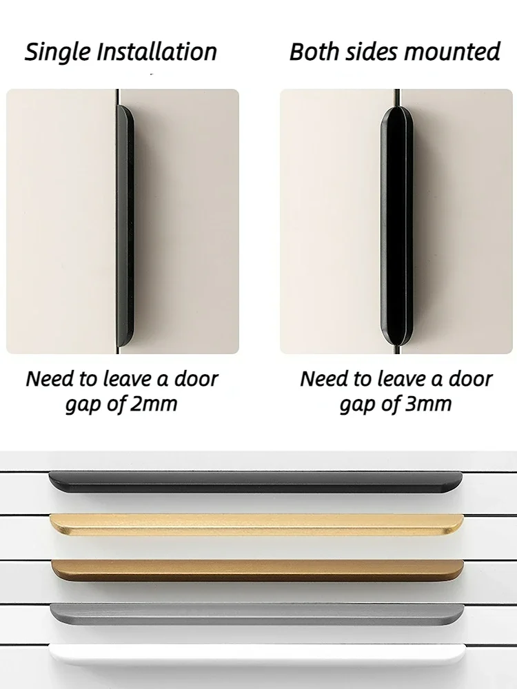 Hidden Handles Invisible Door Handle Aluminum Alloy Long Kitchen Cabinet Pulls Wardrobe Door Knob and Handle Hardware
