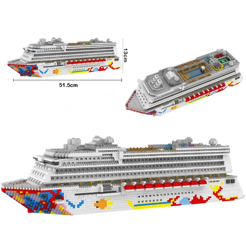 

Building blocks 7800 Luxury Cruise Liner Ship Big Boat 3D Model 4950pcs DIY Mini Diamond Blocks Bricks Toy for Children