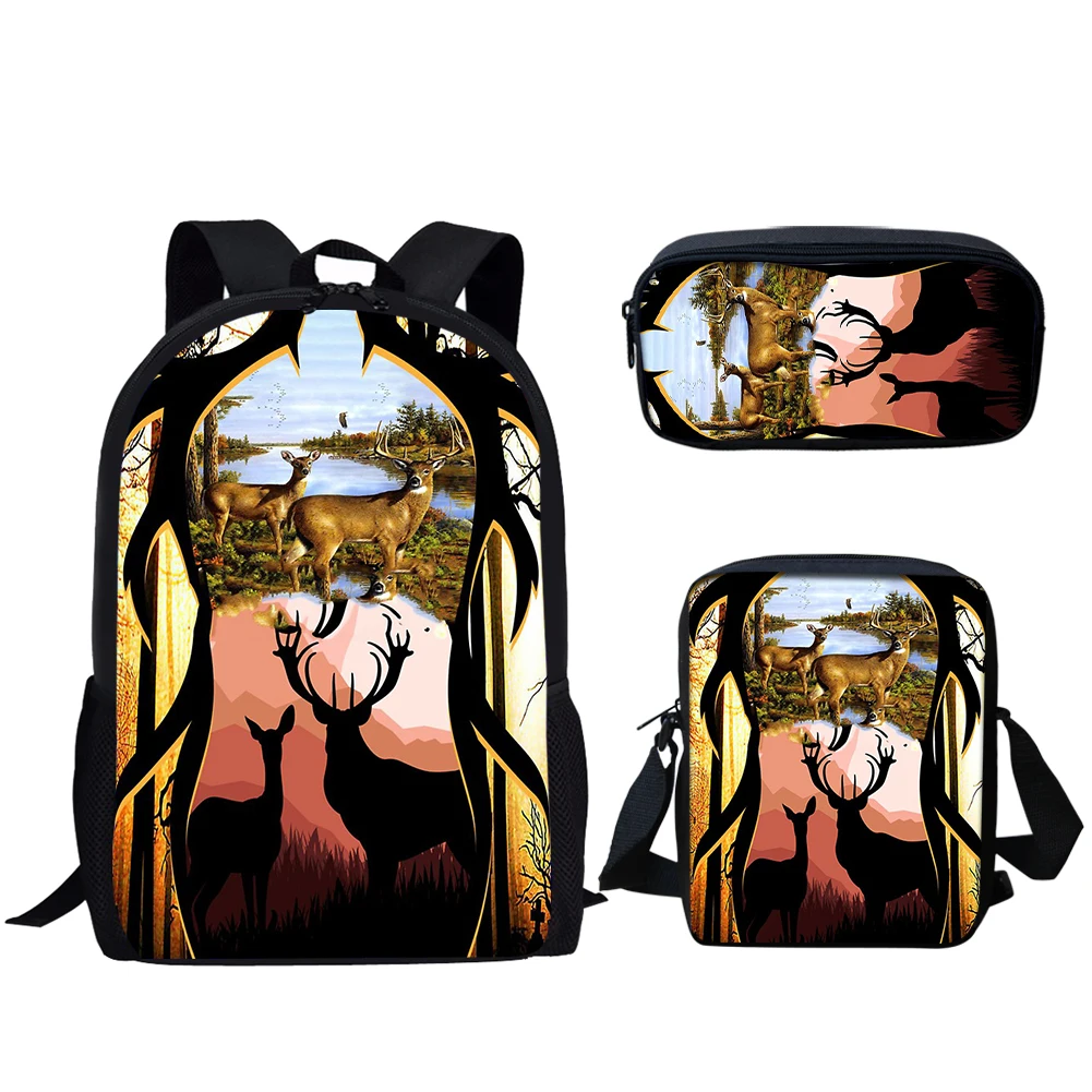 

Belidome 3set School Bags for Teen Boys Girls Camo Hunting Deer Print Casual Backpack for Childrens Bookbags Mochila Escolars