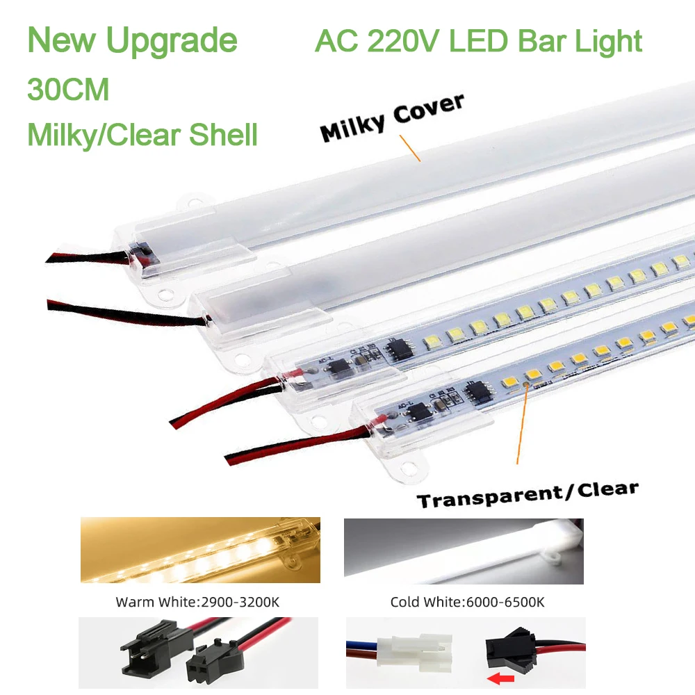 30cm 220V barra led Rigid Light Strip High Brightness 8W 72LEDs Fluorescent  Floodlight Tube Bar Industries Showcase Display Lamp - AliExpress