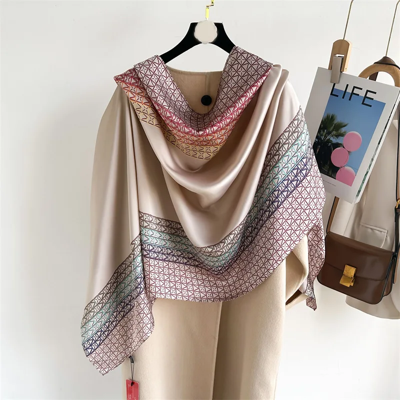 2024 neue Frühlings schal Damen Luxus Design Schal Seide glatten Schal weichen muslimischen Stirnband Schal Strand 85x180cm – Detail 2