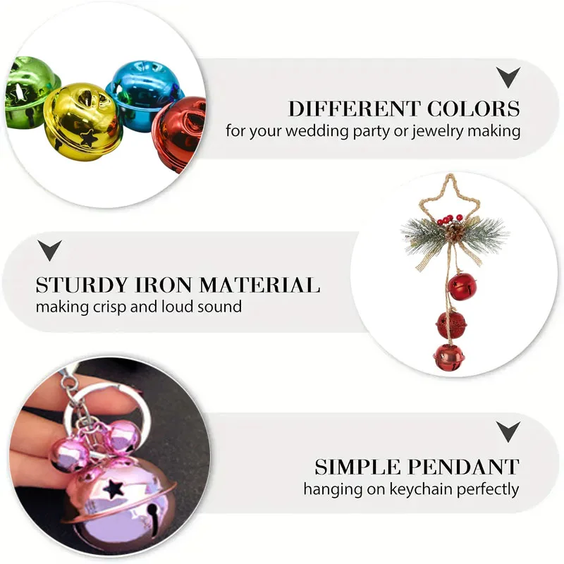Jingle Bells Christmas Decorations Christmas Bell 30-40mm Christmas Jingle Bell Silver Glitter Bells Hollow Out Star Sleigh Bell DIY Craft Xmas Tree Decor Pet Collar 10pcs