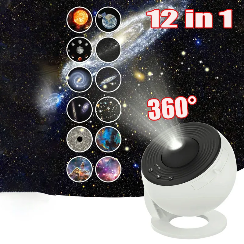 

12in1 Planetarium Galaxy star Projector 360° Rotate Night Light LED Lamp Starry Sky Space Projector for Kids Gift Bedroom Decora