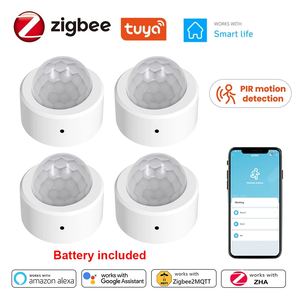 

Мини-детектор движения Tuya Zigbee, инфракрасный детектор движения, поддержка Alexa Google Home Z2M ZHA
