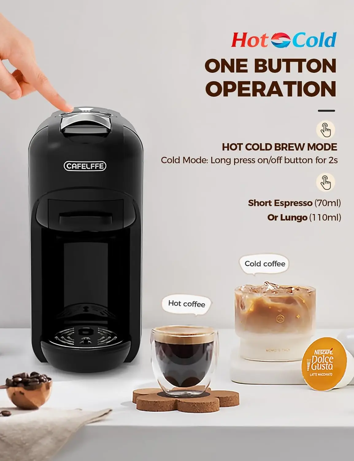 ماكينة قهوة كبسولات CAFELFFE 5 في 1 بضغط 19 بار