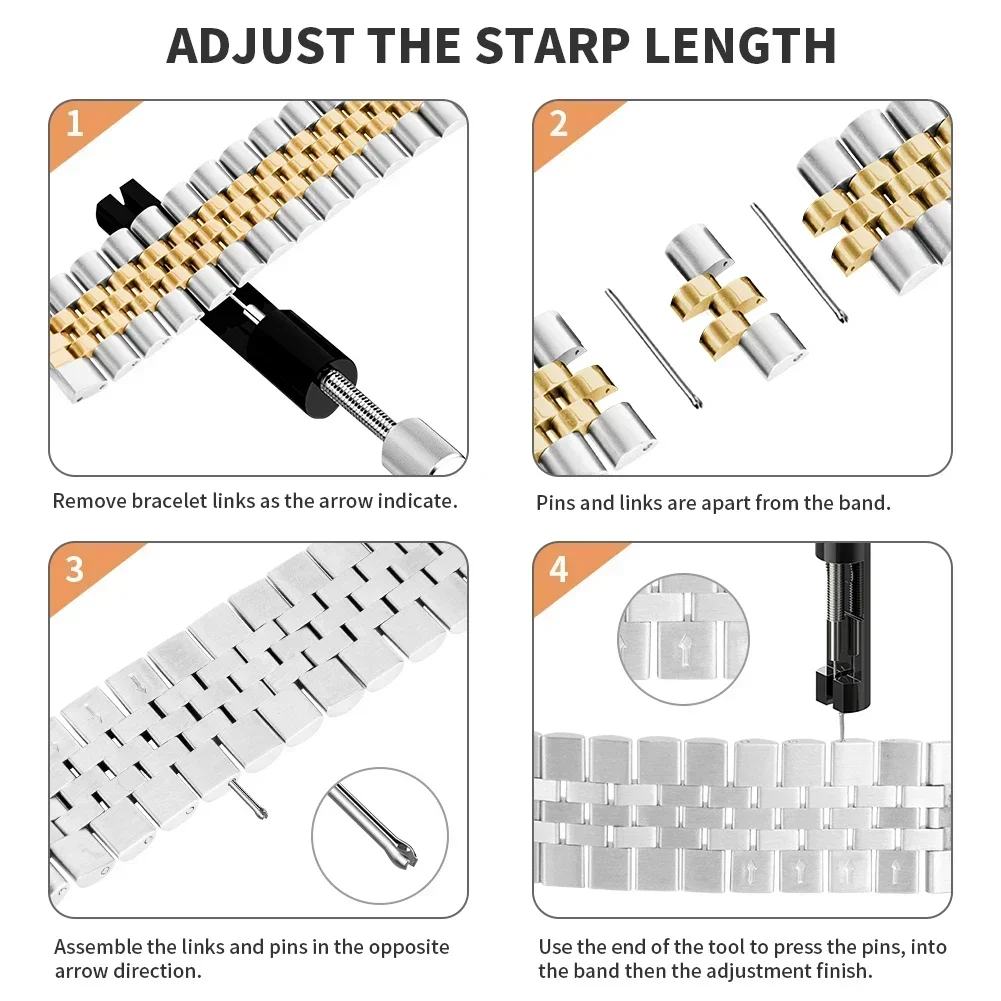 Elegant 22mm Stainless Steel Metal Band Bracelet Wristband