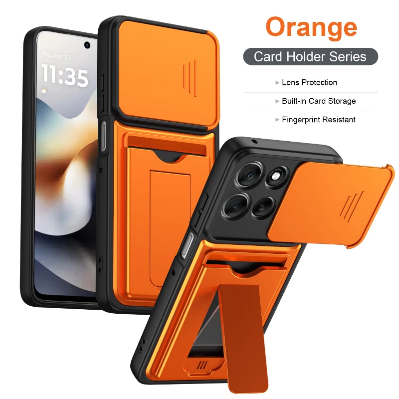 Solid Color Wallet Phone Case with Card Slot and Stand Feature