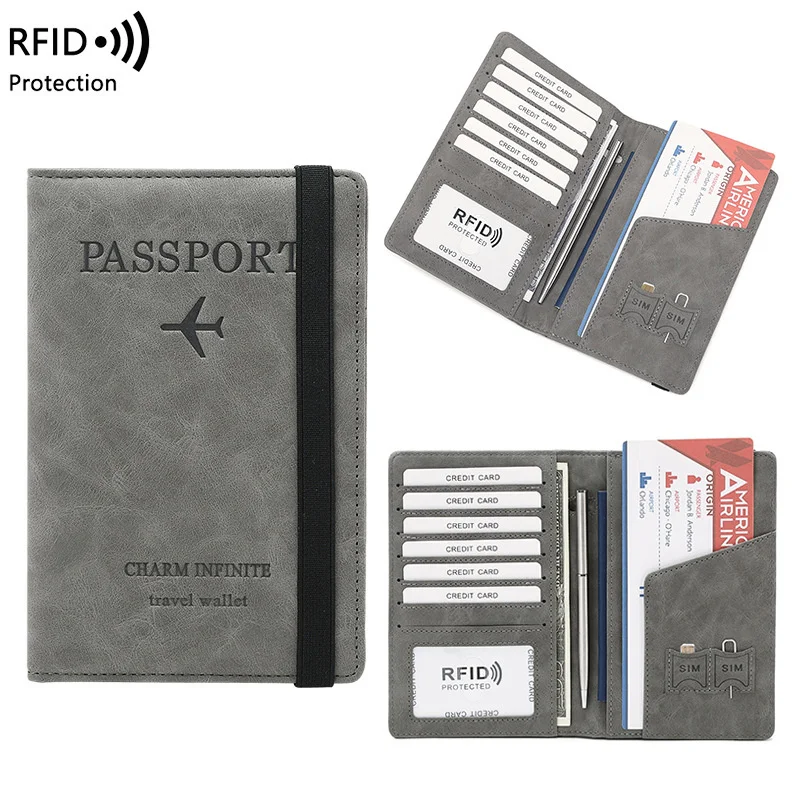 Luxury RFID Leather Passport Holder / Travel Wallet 