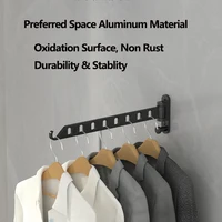 Wall Mounted Foldable Drying Rack Clothes Loop Hanger Rack Windproof Laundry Dryer Retractable Invisible Wall Hanging Organizers 2