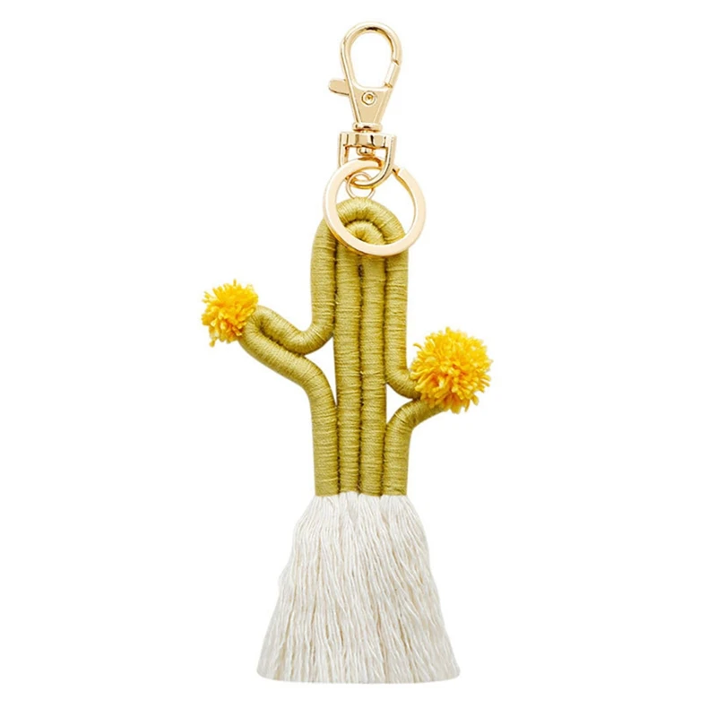 

Women Girls Boho Weaving Cactus Tassel Keychain Bag Keyring Holder Wallet Purse Pendant Decorations