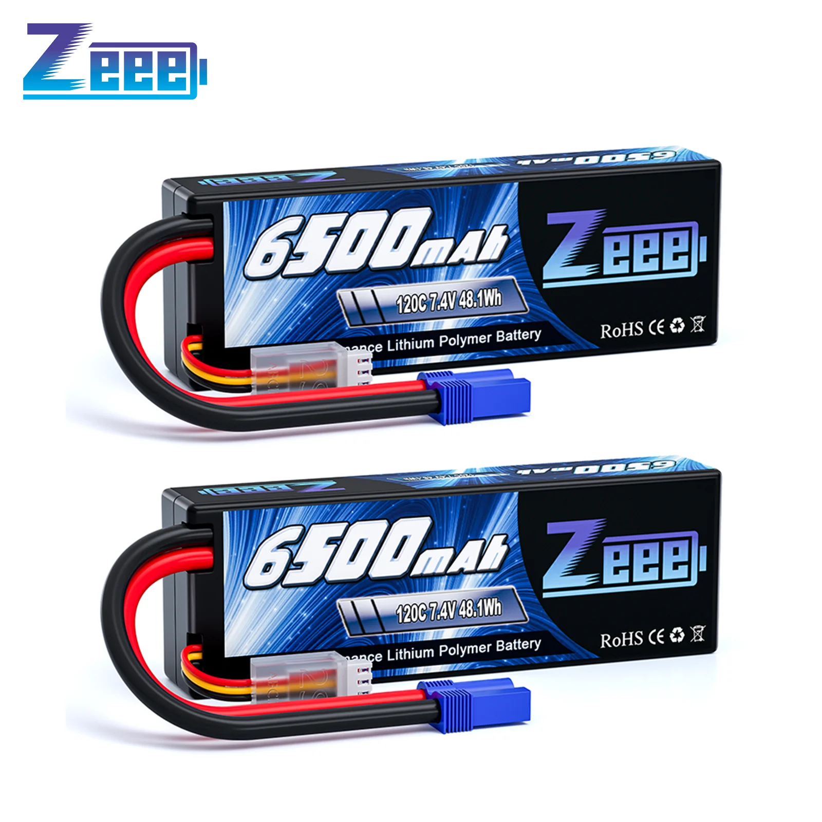 Batterie RC Haute Performance Zeee 2S Lipo 7200mAh 7,4V 120C Avec Prise EC5 Hardcase Batterie RC Pour Voitures RC, Camions, Véhicules RC, Truggy, Buggy, Tank, Hélicoptère, Avion Lipo 2s