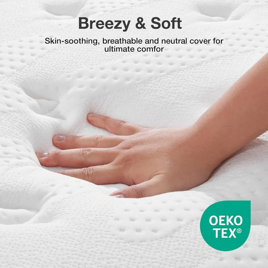 King Size Mattress 14 Inch Hybrid Mattress King for Motion Isolation Gel Memory Foam with Pressure Relief for Cool Night Sleep