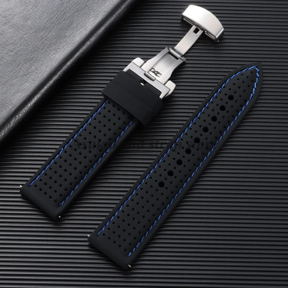 Breathable Silicone Watch Band with Butterfly Buckle