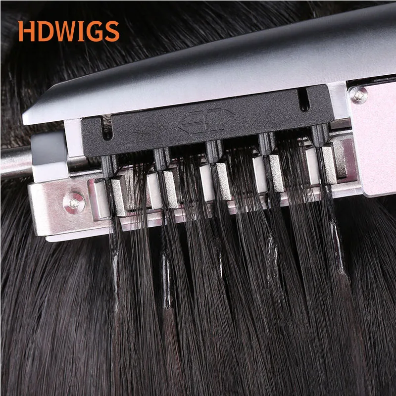 HDWIGS Straight Human Hair Extension 2nd 6D Virgin Human Hair Extensions 100% Real Hairpiece 5 Rows/pc Natural Blond Color