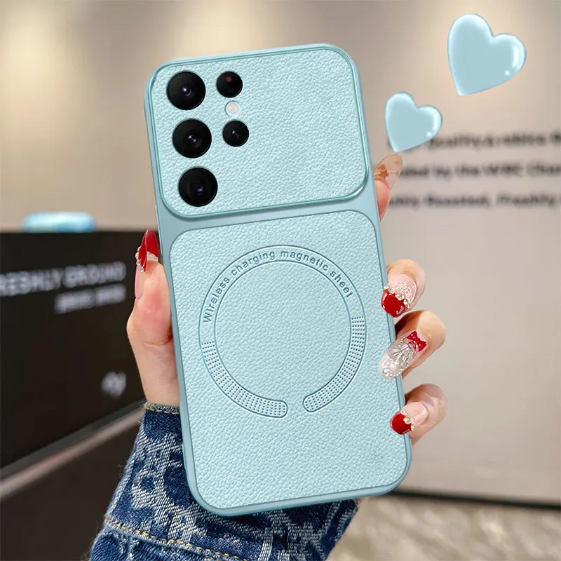 Lychee Pattern Magnetic Ultra-Thin Wireless Charging Case Cover
