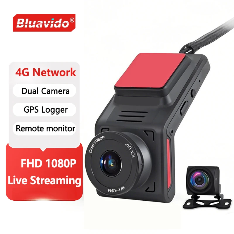 4G Mini Dual Lens Dash Cam GPS FHD 1080P WiFi Live Streaming