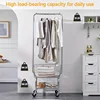 Yaheetech Wire Commercial Rolling Laundry Cart Laundry Basket with Garment Rack Laundry Butler with Basket Laundry Hampe 5