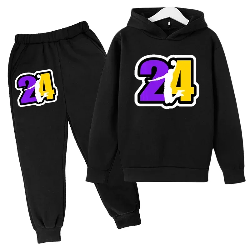 Kids Sports Suit Basketball Training Clothes Children Clothing Hoodies Pant Set 3-12 Years Basketball 24 Print