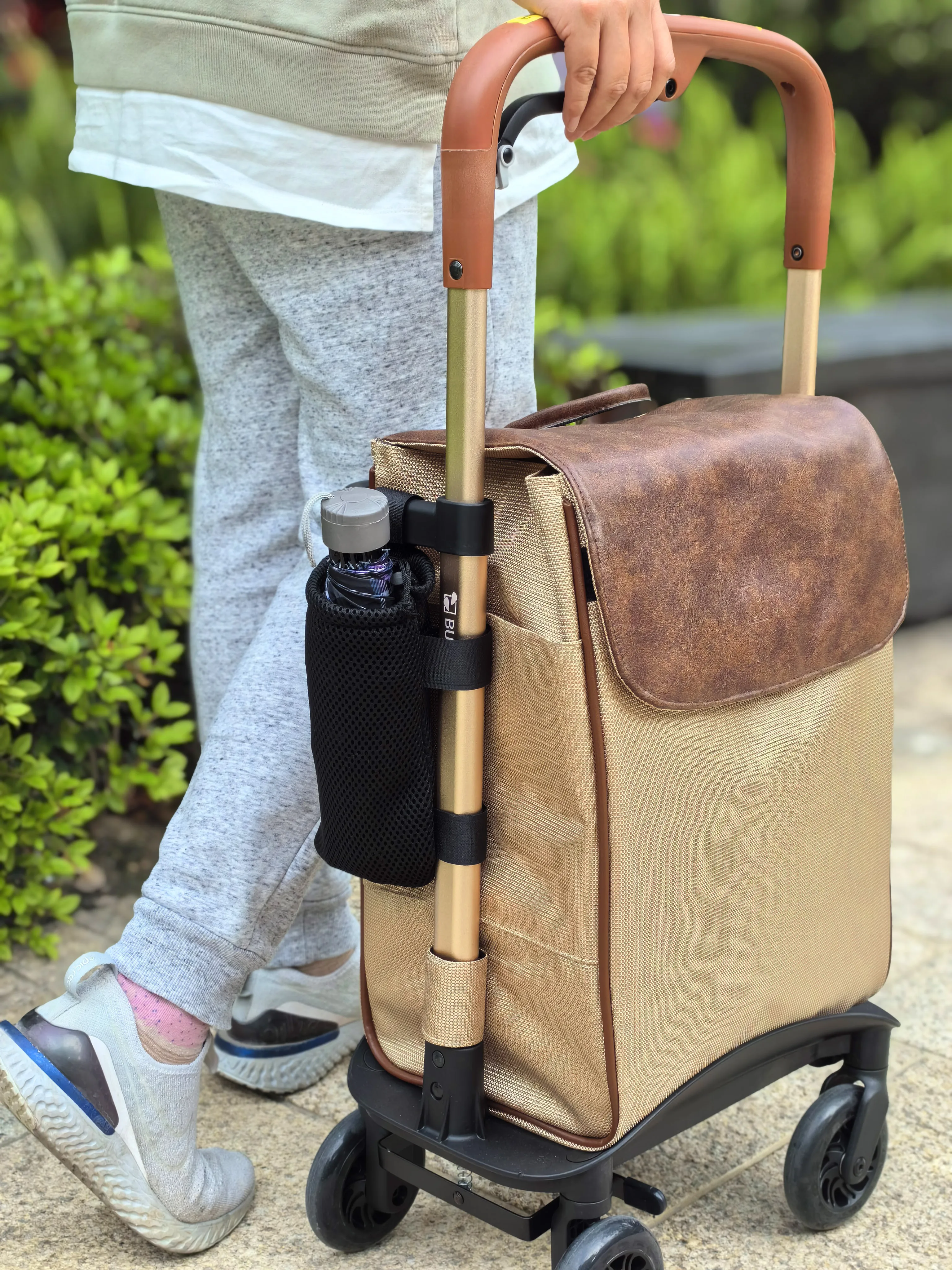 Elderly shopping trolley walking travel tie rod telescopic portable brake walking handrail