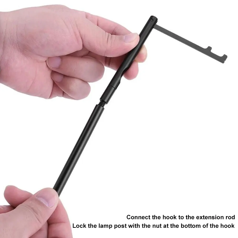 Folding Camping Folding Lamp Pole 1/4 Tripod Screw Lamp Post Hanging Light Holder Stick for Camping Fishing Picnic BBQ Outdoor