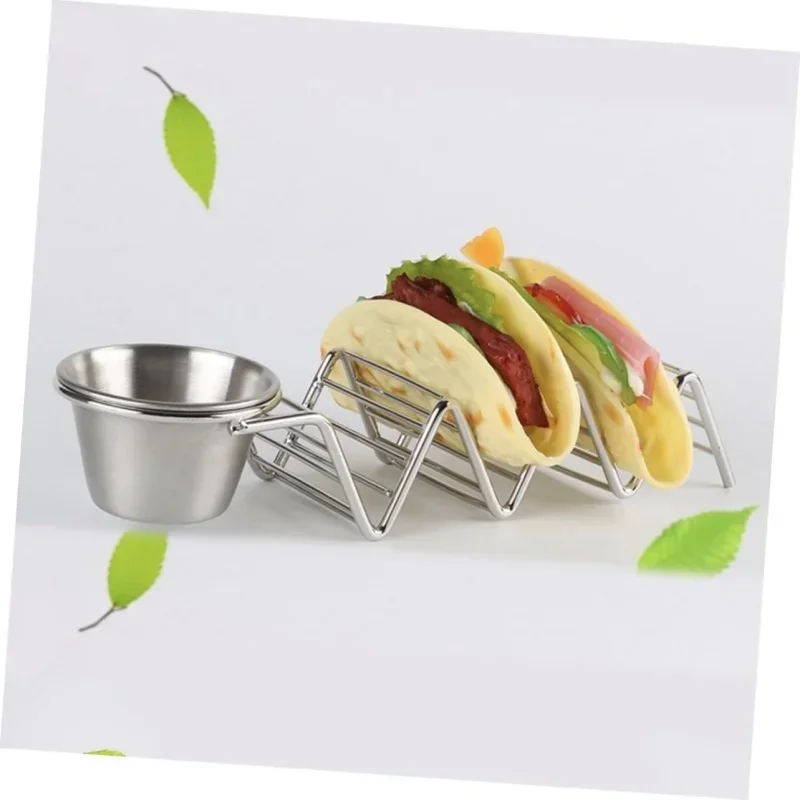 1pcs Food Grade W-type Stainless Steel Mexican Pizza Roll Shelf Burrito Potato Chips Rack Shells Taco Holders Rack Pancake
