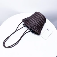 Drawstring Bucket Composite Bags For Women Luxury Designer Handbags  Purses 2024 New In Fashion PU Weave Large Capacity Shoulder 2