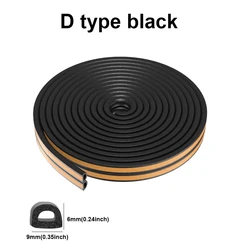 Self - Adhesive Weatherproof Door and Window Seal Strip (5m/10m) - 10M (32.8ft) (D black)