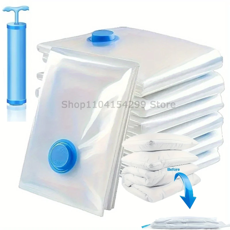 Vacuum Storage Bags 5Pcs or 1Pcs Pump Space Saving For Comforters Clothes Pillow Bedding Blanket Storage