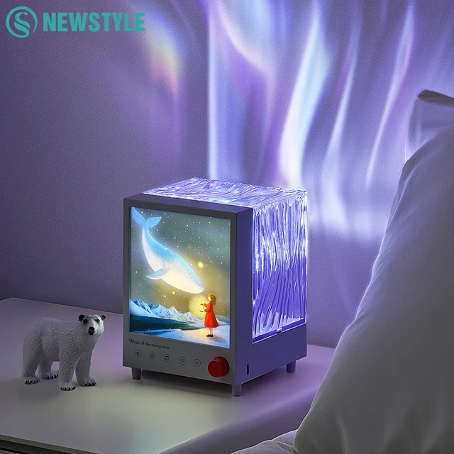 Aurora Box Projector Night Light Bluetooth Ambient Light With White Noise Stepless Dimming Beside Lamp For Bedroom Decor 1