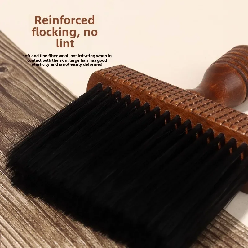 صالون الحلاقة مقبض خشبي الرقبة الوجه منفضة فرشاة لقص الشعر لينة الشعر اللحية تنظيف فرش تصفيف الشعر أدوات التصميم