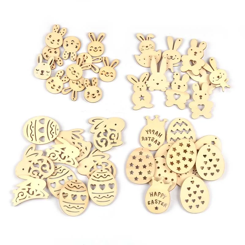 

25Pcs Easter Egg/Rabbit Unfinished Wooden Slice For DIY Scrapbooking Handmade Crafts Supplies Accessories Party Home Decor m2733