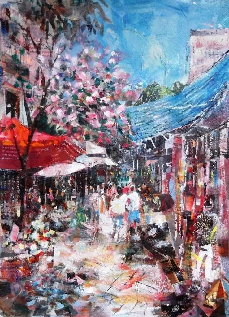 

100%Handmade BEAUTIFUL SERA KNIGHT ORIGINAL "Shopping in Kas, Turkey" Antalya PAINTING