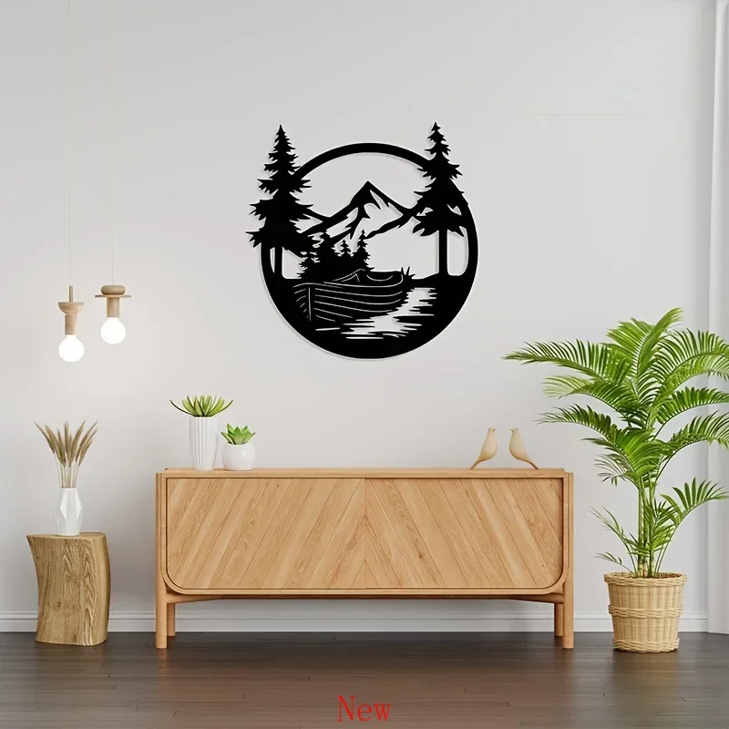 

Promotion Drift Boat Mountain Metal Wall Hanging Art Durable and Rust-free Indoor Aluminum Outdoor Art Composite Metal Wall Hang