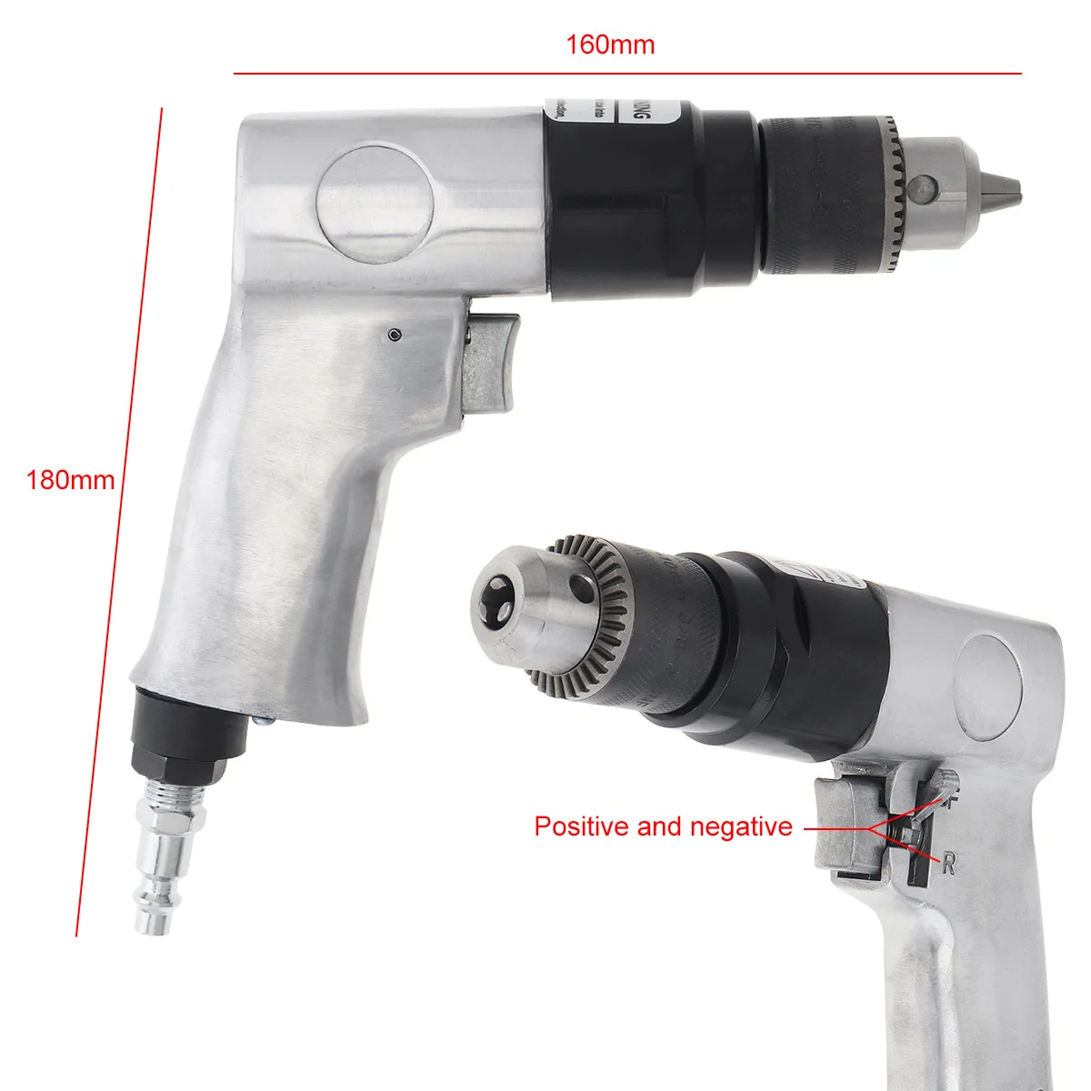 Pneumatic Drill TORO Pneumatic Drill High-speed Cordless Pistol Type Pneumatic Gun Drill Reversible Air for Hole Drilling