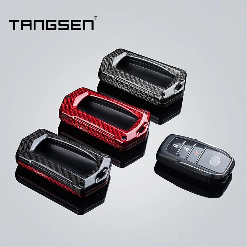 

Carbon Fiber Car Key Case Cover For Toyota CHR Hilux Fortuner Land Cruiser 200 Camry Corolla Crown RAV4 Highland Unique Key Case