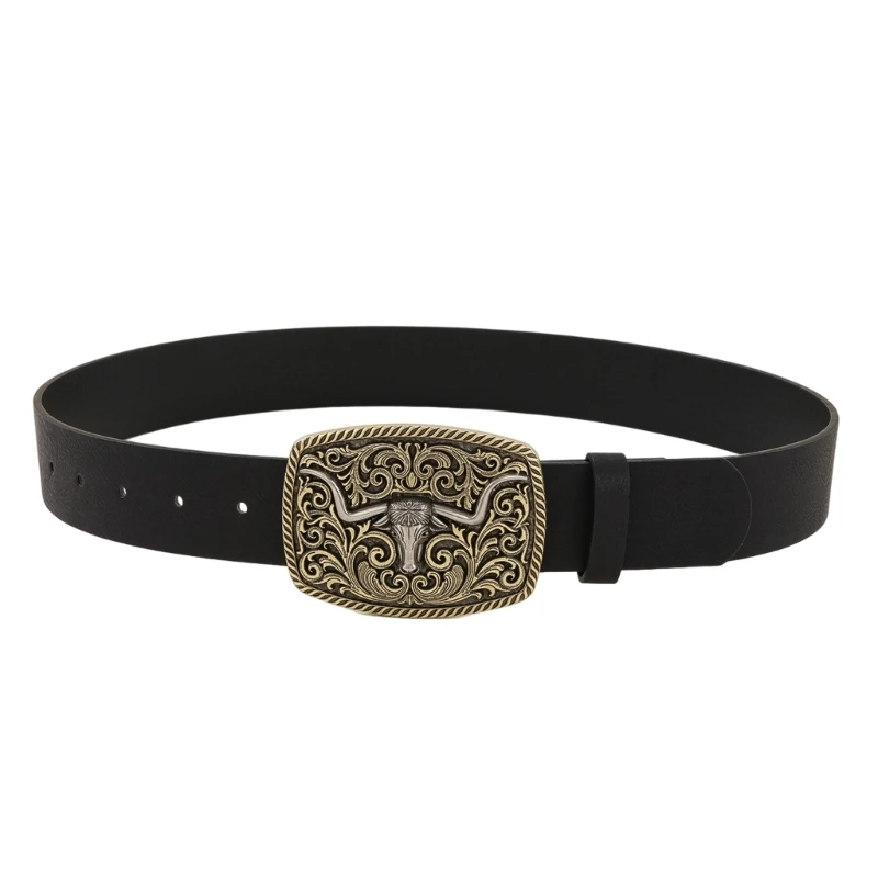 

Longhorn Bull Belt Buckle Belt Vintage Western Belt Cowboy Belts For Men Western With Big Buckle Leather Belt Jeans Belt