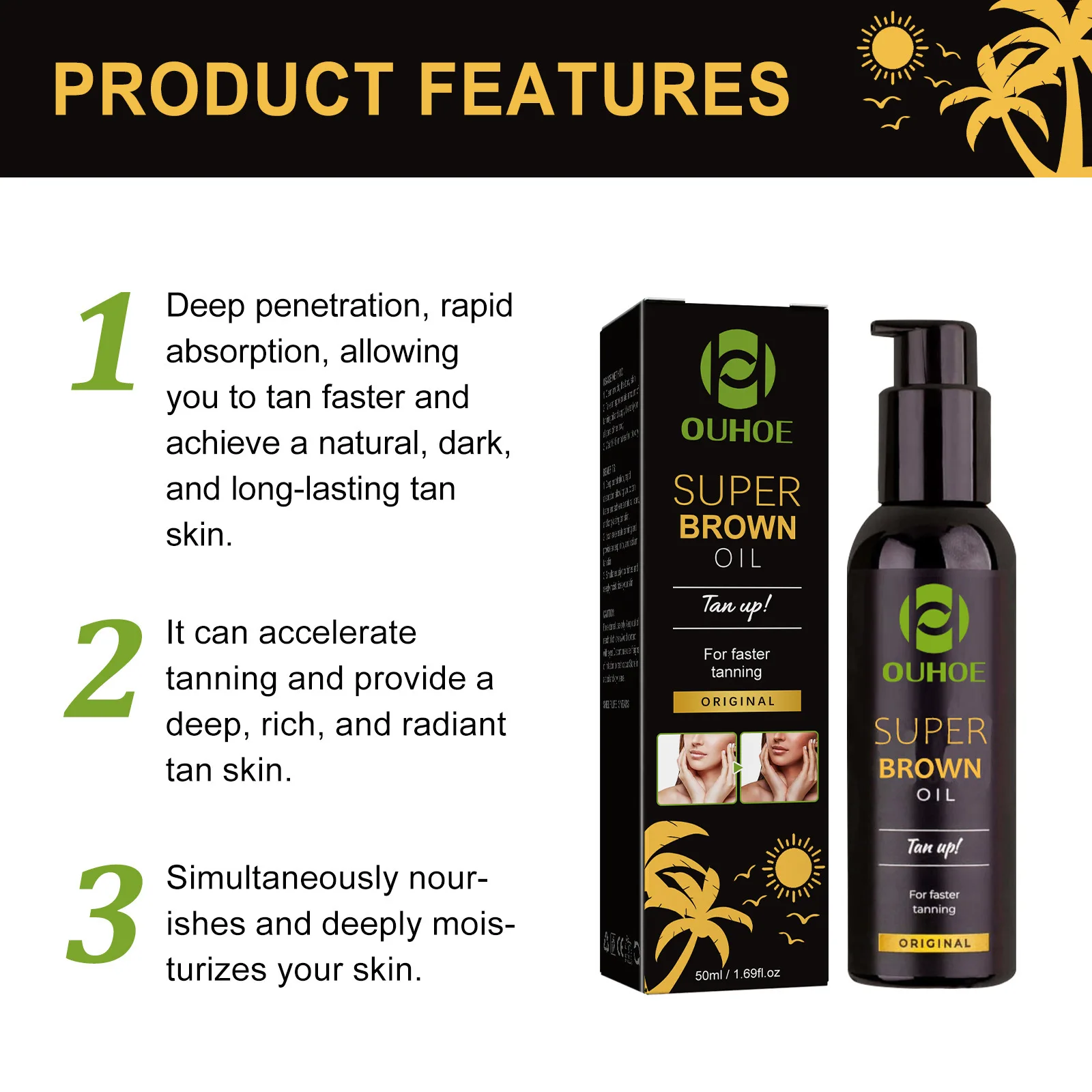 Bronzer Sun Oil Tanner Accelerator Long Lasting Moisturizing Nourishing Natural Tan Beach Sexy Solarium Suntan Self Tanning Oil