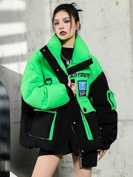 Europe Station Short Winter Down Jacket Women's Hooded Thick Warm Down Coat Female Bread Puffer Down Parkas Windproof Coats