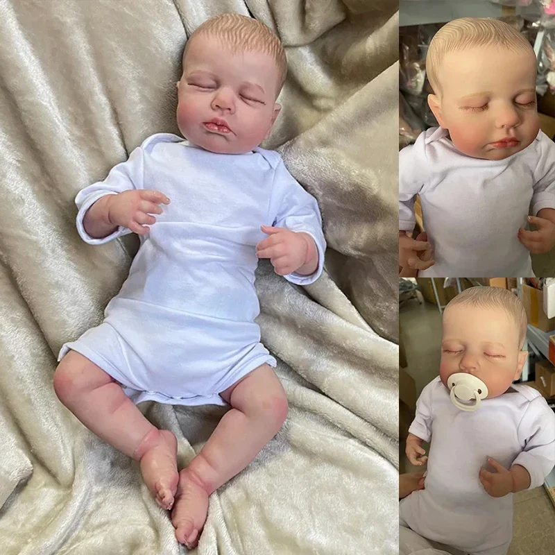 

48CM LouLou Reborn Doll Lifelike Real Baby Soft Touch High Quality Collectible Art Reborn Doll with Hand-Drawing Hair