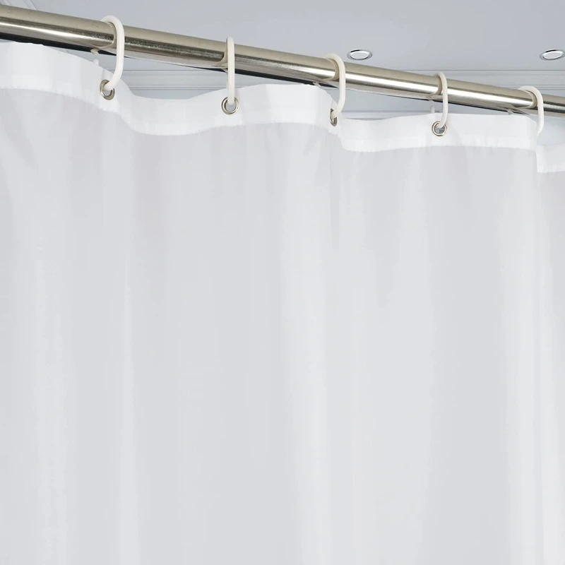 Clorox 100% Polyester Shower Curtain Set with Waterproof Peva Liner and 12 Metal Hooks (Gray)