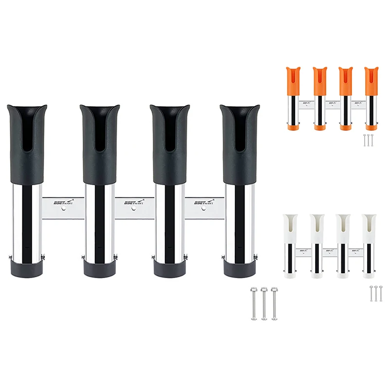 

BSET MATEL 4 Tubes Link Stainless Steel Slotted Rod Holders Boat Fishing Rod Holder Pole Tube Mount Bracket Marine Accessories
