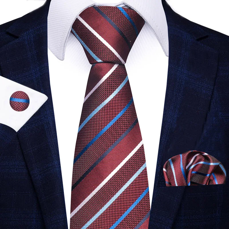

Red Plaid/Striped Tie For Men Necktie Tartan Woven TR Material