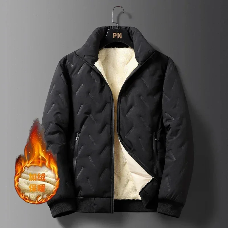 Men's Clothing Autumn Winter Lambswool Warm Thicken Jackets Waterproof Jogging Casual Coat Men Fashion Loose Grey Parke Jacket