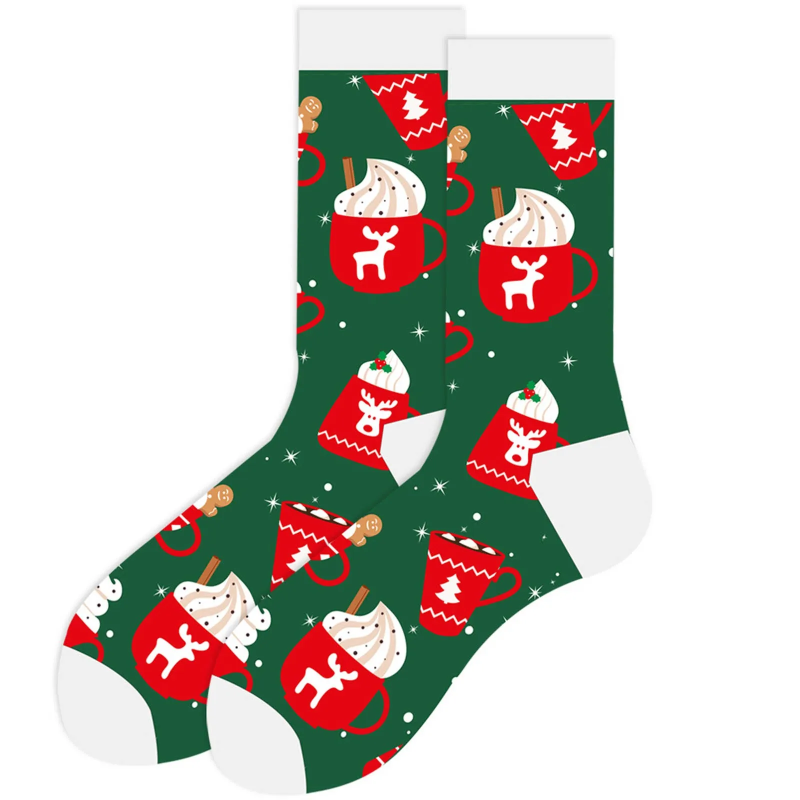 

Носки смешные креативные средней длины для рождественского подарка Hharajuku, новые носки с принтом лося, снеговика, Санта-Клауса для мужчин и женщин, 10 пар