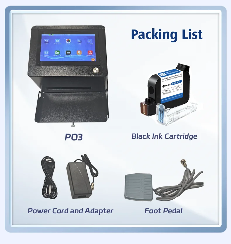 PO3 Desktop Inkjet Printer 12.7mm/25.4mm Thermal Inkjet Printer Batch Number Ima