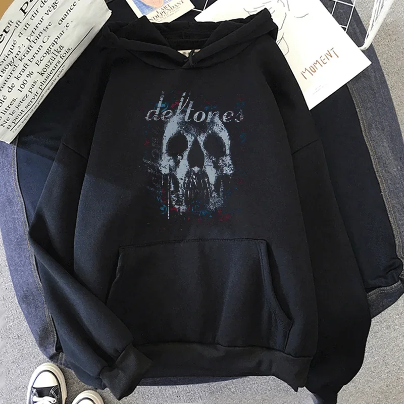 

Skull Black Hoodies Dark Wind Style Deftones Band Tops Retro Punk Gothic Grunge Sweatshirt Harajuku Streetwear Men's Clothing